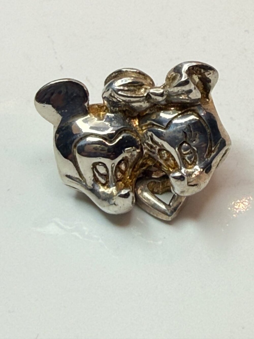 Retired Disney Chamilia Mickey Minnie Mouse Heart Sterling Silver Charm